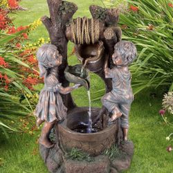 Boy and Girl Outdoor Water Fountain