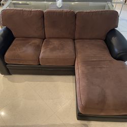 Brown leather & suede Microfiber Sofa