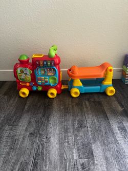 Toy train w/ alphabet blocks