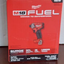 Milwaukee

M18 FUEL SURGE 18V Lithium-Ion Brushless Cordless 1/4 in. Hex Impact Driver Brand New  Tool Only Cash Or Zelle 
