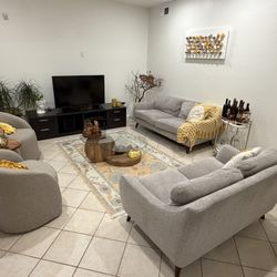 Super Clean Couch Set, Coffee Table, Cushions, Rug, And Blanket