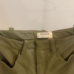 Olive green vegan leather trousers 