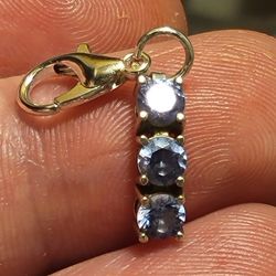 Blue Tanzanite Crystal Pendant 3 Stones