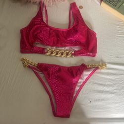 Women’s Pink Fuschia Snake Skin Bathing Suit 