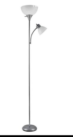 Silver Floor Lamp with Reading Light