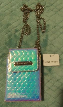 Gold Iridescent Wallet With Gold Chain