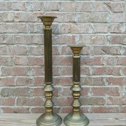 Vintage Brass Pillar Column Candle Holders 