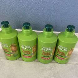 4 Brand New Garnier Fructis Sleek And Shine Leave In Conditioner 