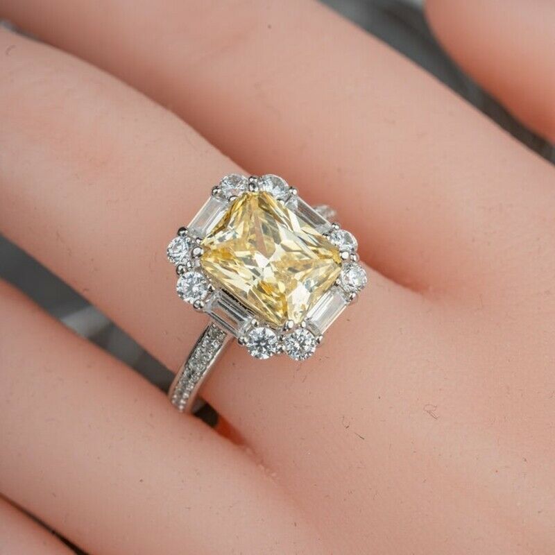 "Radiant Yellow Zircon Sumptuous Silver Luxury Rings Women, K924
 
  