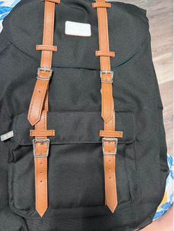 and laptop compartment Backpack with leather straps and laptop compartment