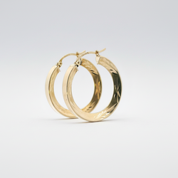 14K Yellow Gold Wheat Design Hoop Earrings