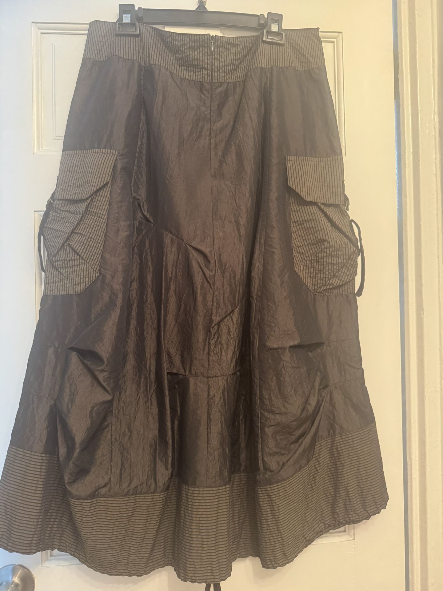 Metallic Green Cargo Skirt