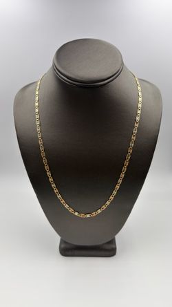 14KT YELLOW GOLD 22” TRI-COLOR VALENTINO LINK CHAIN 11.8GR