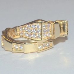14K Yellow Gold Snake Ring Size 7.25 Statement Design 3.5 Grams
