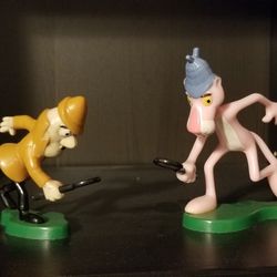 Vintage 1980 Pink Panther and Inspector Clouseau Cake Toppers 