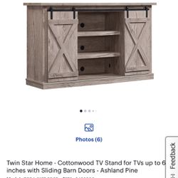 Twin Star Home - Cottonwood TV Stand for TVs up to 60 inches with Sliding Barn Doors - Ashland Pine