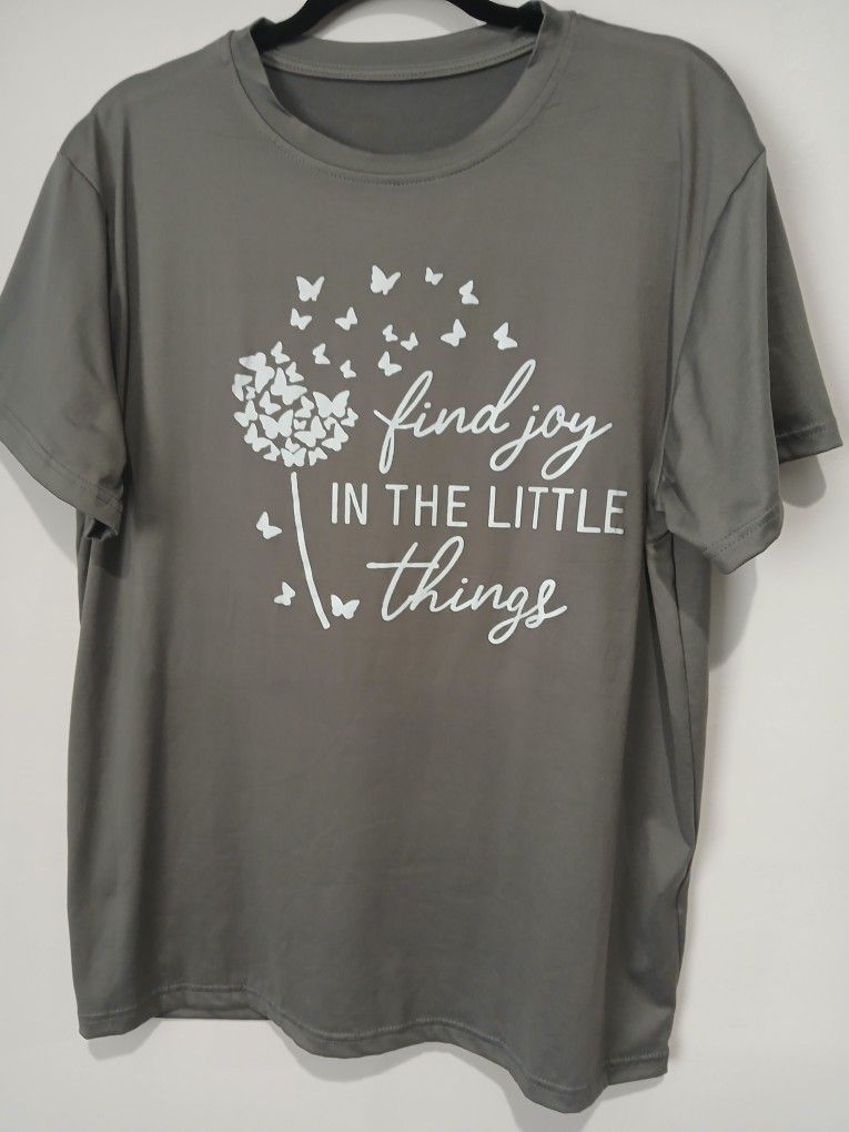 Find Joy In The Little Things. Gray Graphic T-Shirt. Women Size Extra Large.