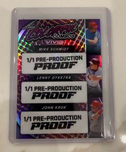 2024 Leaf Vivid Mike Schmidt John Kruk Dykstra Super Colorful Combos Proof 1/1