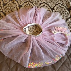 Tutu WITH GLITTER And Happy BIRTHDAY HEADBAND