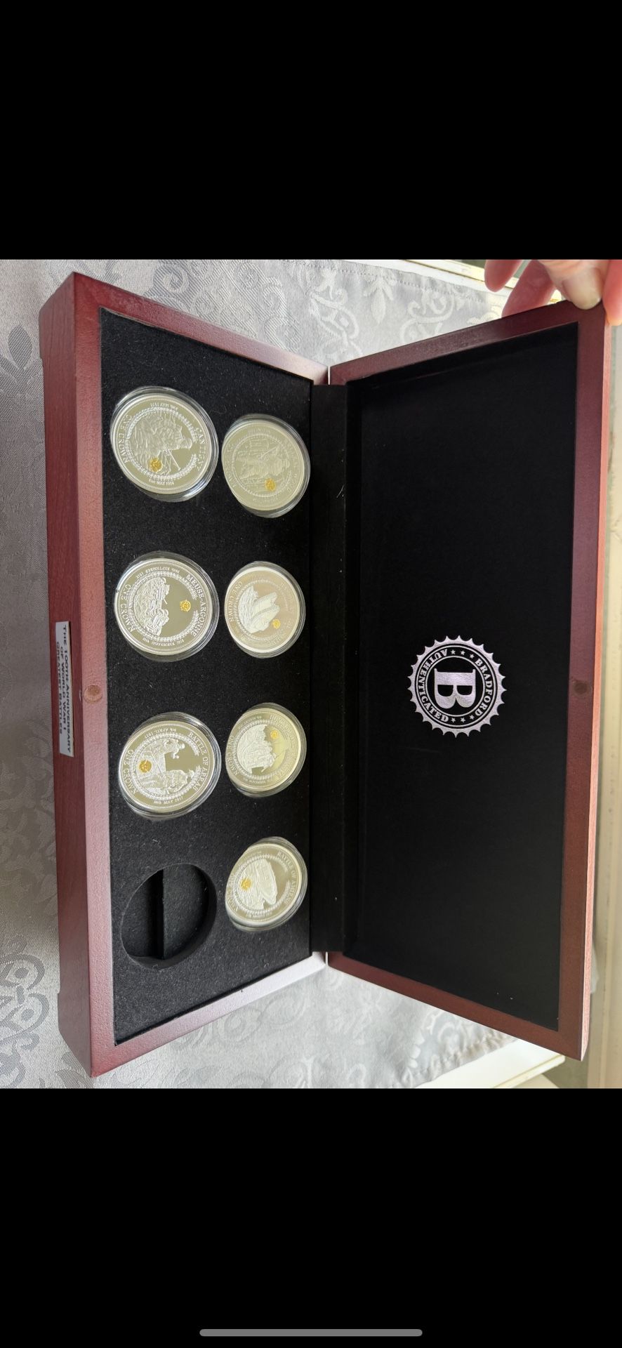 BRADFORD EXCHANGE: 100th Anniv' WW1 Greatest Battles, 99.9% silver plated, 7/8