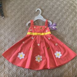New 18 month baby girl toddler dress with tags adorable coral with flowers and bumblebees
