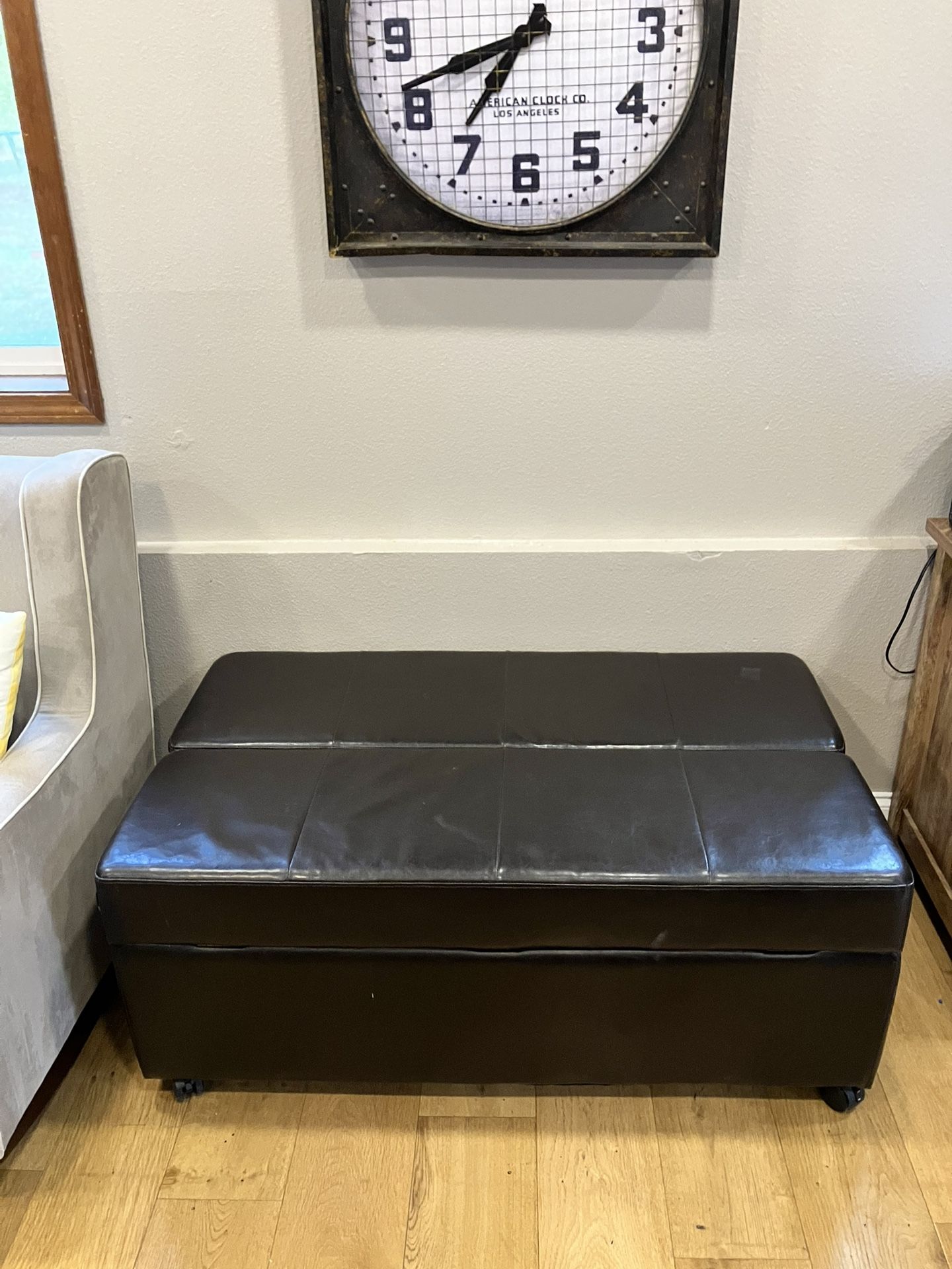 Dark Brown Leather Ottoman Bed
