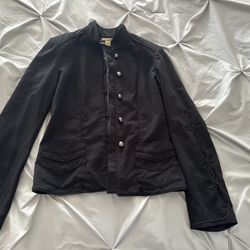 H & M Black Jacket Blazer Work Dress Up Office Look Size 6 W Beautiful Trim 