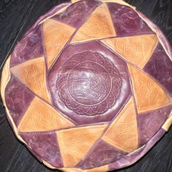 Moroccan Leather Pouf  (Unstuffed) 