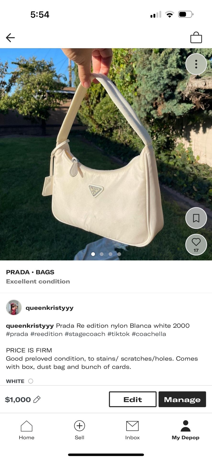 Prada Re edition nylon Blanca white 2000