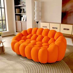 New Orange Bubble Sofa – 79" Curved Two-Seater Loveseat
