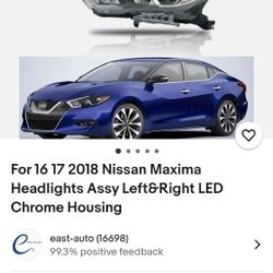2018 Nissan Maxima Driver Passenger LED 