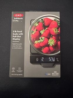 OXO 5Lb Food Scale with Pull Out Display: Kitchen Scale, Backlit Electronic Display, Black, Battery Powered