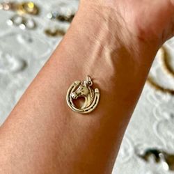 Sterling Silver Horse Shoe-Horse Pendant