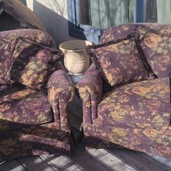 2 Matching Floral Print Chairs