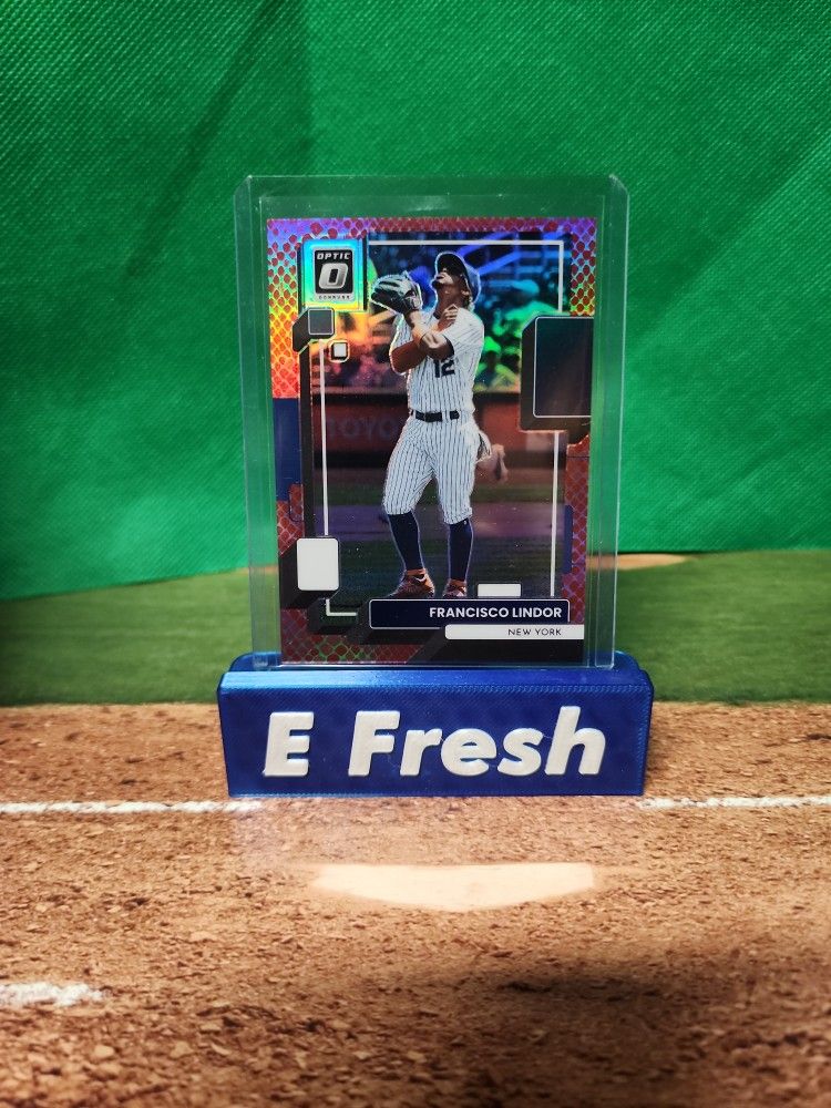 Francisco Lindor 2022 Optic Red Snake Skin Prizm #'d 76/99 New York Mets