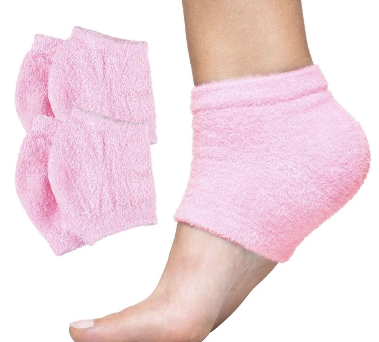 ZenToes Fuzzy Gel Heel Socks, 2 Pairs, Pink