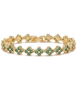 Beautiful green &gold flower bracelet