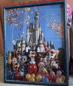 Vintage Magic Kingdom Disney Castle Art Framed Print Characters