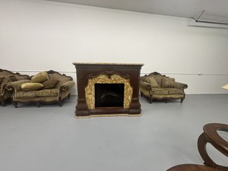 Magnificent Marble and Wood Fireplace