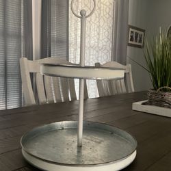 White metal tiered tray