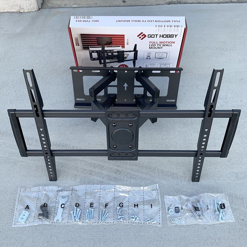 $40 (New) Full motion 37”-75” tv wall mount swivel tilt vesa 600x400mm, max load 110 lbs