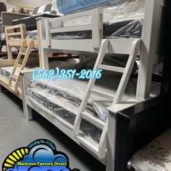 Twin Full White Bunk Bed With Mattresses Colchones Nuevos
