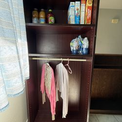 Solid wood bookshelf/wardrobe—excellent quality and in good condition.