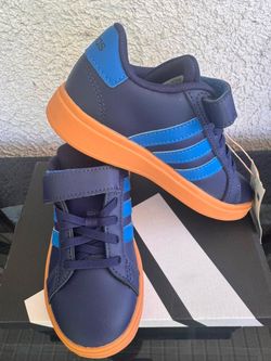 adidas Grand Court 2.0 Kids 11K Navy Blue Orange JQ8001 New w/ Box