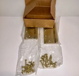 NOS Pair Stanley 05-0042 Brass Door Hinge Square 4 1/2 x 4 1/2” With Screws USA