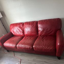 Leather Red Couch & Chair Set