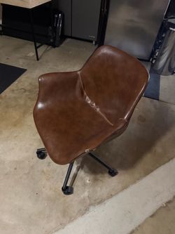Brown Rolling Faux Leather Office Chair