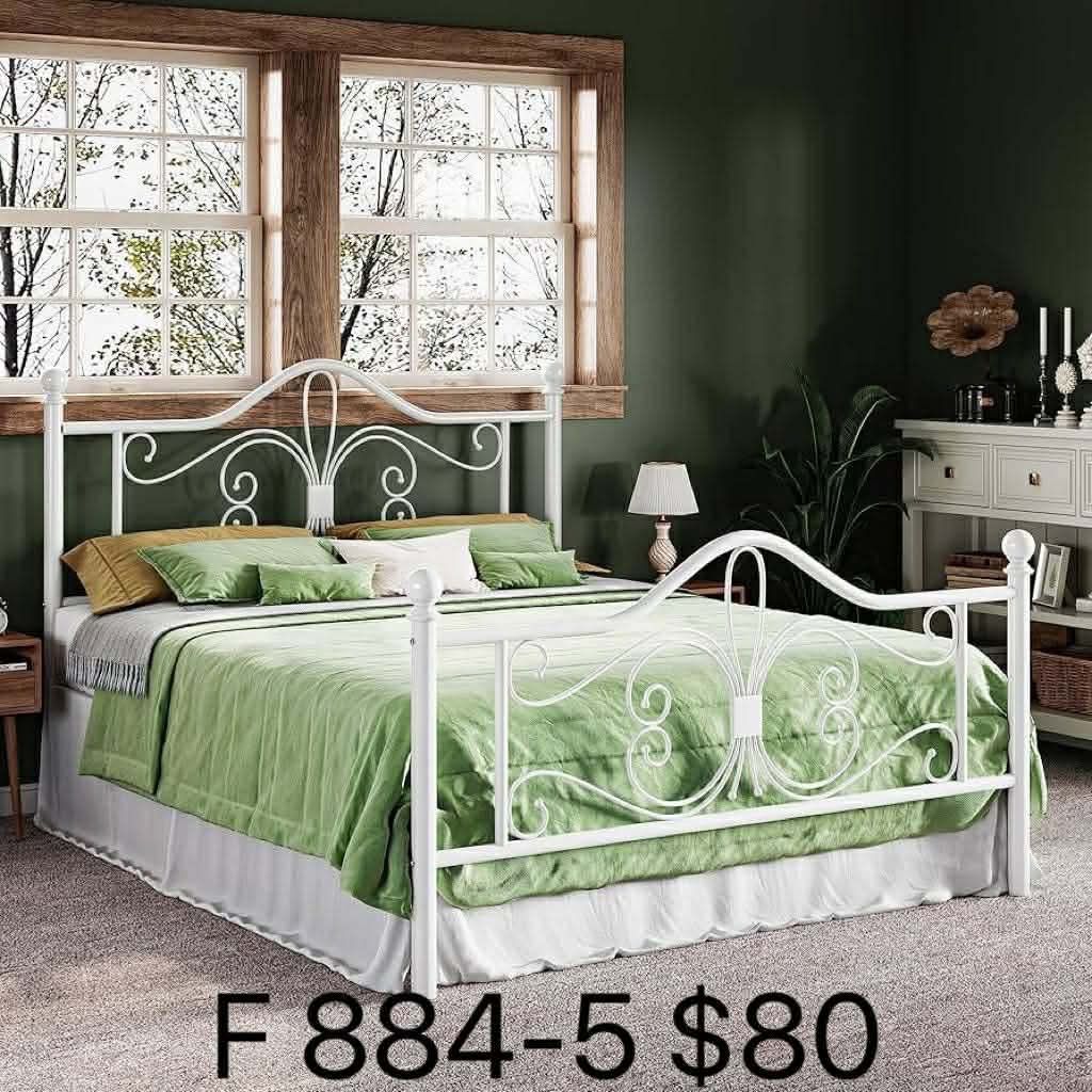 Full Size Bed Frame with Headboard,Metal Bed Frame with Butterfly Pattern Design Headboard(884-5)