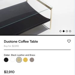 *80% OFF* Yield Duotone Coffee Table - Black Leather and Brass