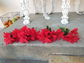4 Bunches of Christmas Poinsettia Fake Flowers-ALL for $5